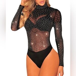 Mesh body suit with mini silver studs. Size Small